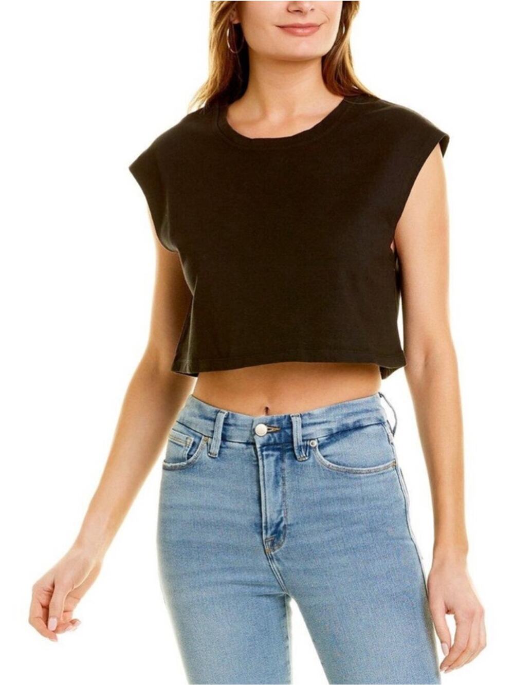 Good American Black Cropped Muscle Tee, Plus Size 2XL, NWT